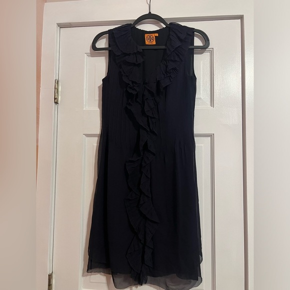 TORY BURCH • RUFFLE DRESS • NAVY - Picture 1 of 3